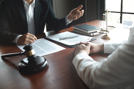 attorney and client at meeting